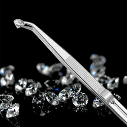 Stainless Steel Tweezers Adjustable Slide Lock Curved Tip 