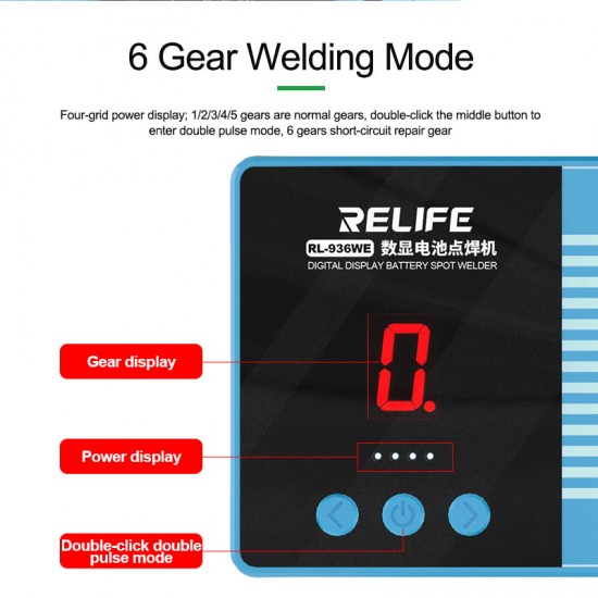 RL-936WE Digital Display Battery Spot Welding Machine 6-speed Welding Mode Type-C Charging For Mobile Phone and Computer Repair