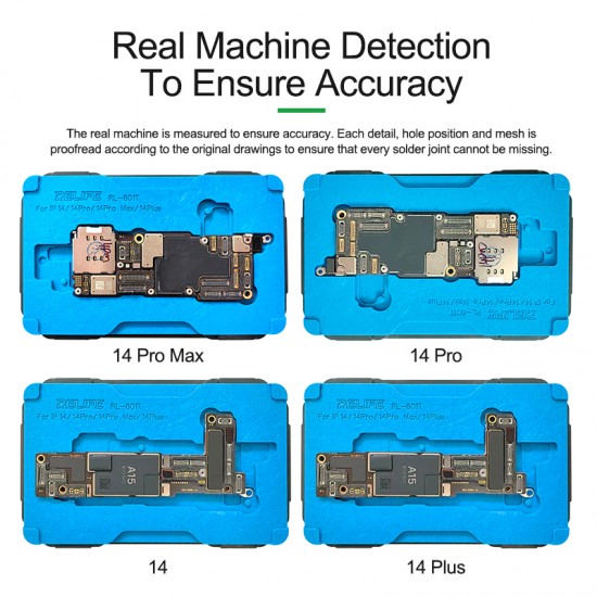 RELIFE RL-601T 18 In 1 Motherboard Middle Layer Board Plant Tin Platform 3D BGA Reballing Stencil Kit for IPhone X ~14 Pro Max