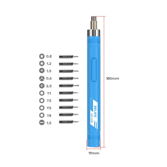 RELIFE SD-22E Precision Electric Screwdriver Wireless Bolt Driver with 10pcs S2 Steel Bits