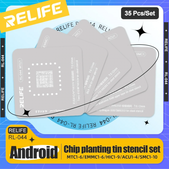 RELIFE RL-044 Android CPU Series Chip Planting Tin Steel Stencil 35PCS