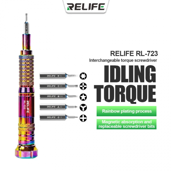 RELIFE RL-723 Interchangeable Torque Screwdriver Set Strong Magnetic Screwdriver Bits