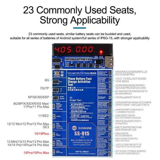 SUNSHINE SS-915 V9.0 for 6G-15ProMax Android Battery Activation Charging Board  Activated Board