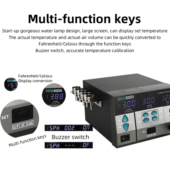SUGON 8610DX 1000W Hot Air Rework Station LED Display Lead-Free Heat Gun Microcomputer Temperature Adjustable