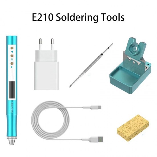 YOUYUE E210 Mini Portable Nano Electric Soldering Tools Package Soldering Iron Heating Core C210 Tips Iron Stand Type-C Charger Data Cable and Sponge