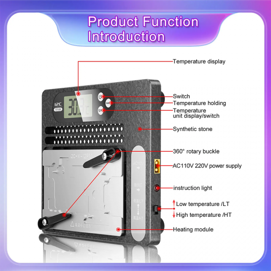 I2C T18 Universal Disassembly Welding Station For iPhone Motherboard Separation CPU Chip Debonding Magnetic Adsorption