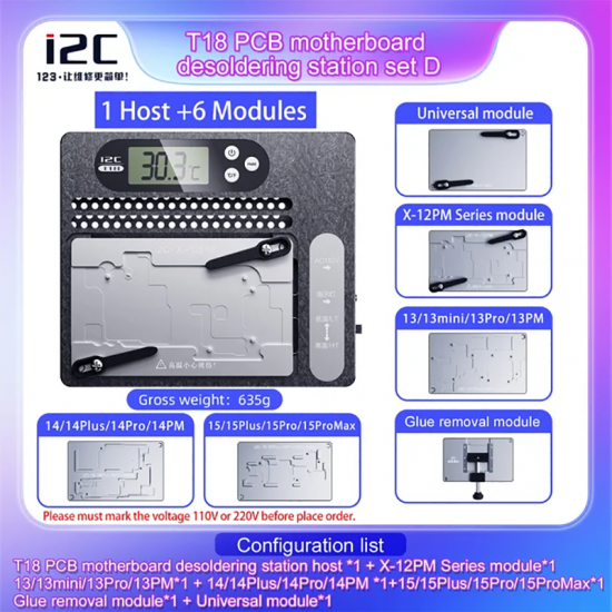 I2C T18 Universal Disassembly Welding Station For iPhone Motherboard Separation CPU Chip Debonding Magnetic Adsorption