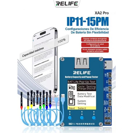 Relife XA2 Pro Battery Efficiency Life Pop-up Tester for iphone 11-15 Series