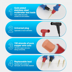 SUNSHINE SS-024B Replaceable Stainless Steel Multimeter Test Leads SUNSHINE SS-024B Replaceable Stainless Steel Multimeter Test Leads