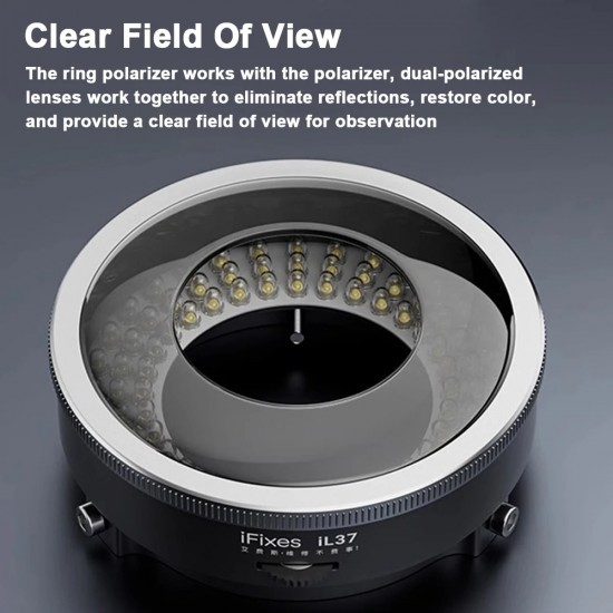 iFixes iL37 Polarized LED Microscope Ring Light 96 LED Beads Glareproof Lighting for Electronics Repair