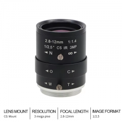 2.8 - 12nn 1/2.5' Iris Zoom Lens with 650nm IR Filter
