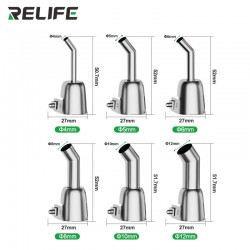 RELIFE 857 Series Angled Hot Air Gun Nozzles 304 Stainless Steel 4/5/6/8/10/12mm Curved Nozzle