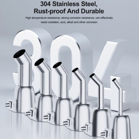 RELIFE 857 Series – Angled 304 Stainless Steel Nozzle Set for Hot Air Rework Stations RELIFE 857 Series 4–12mm Angled Stainless Steel Hot Air Gun Nozzle Set for 850/857 Heat Guns