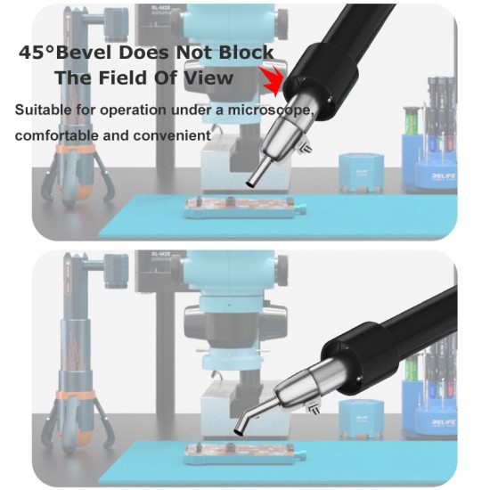 RELIFE 857 Series – Angled 304 Stainless Steel Nozzle Set for Hot Air Rework Stations RELIFE 857 Series 4–12mm Angled Stainless Steel Hot Air Gun Nozzle Set for 850/857 Heat Guns