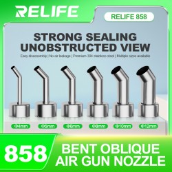 RELIFE 858 Series Bent Oblique Hot Air Gun Nozzles 4/5/6/8/10/12mm Precision Tips for Microscope Soldering & Mobile Phone Repair