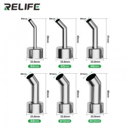 RELIFE 858 Series Bent Oblique Hot Air Gun Nozzles 4/5/6/8/10/12mm Precision Tips for Microscope Soldering & Mobile Phone Repair