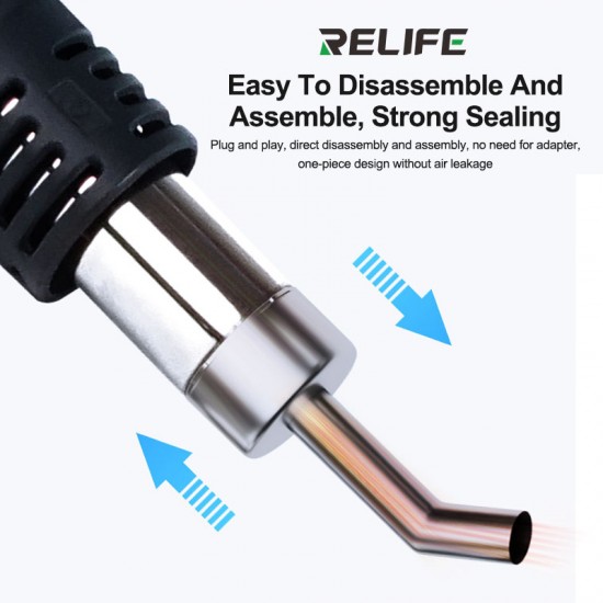 RELIFE 858 Series – Angled Hot Air Nozzle Set for Microscope Soldering & Repair Work RELIFE 858 Series 4–12mm Bent Oblique Hot Air Gun Nozzle Tips for Phone Repair