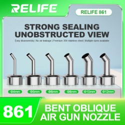 RELIFE 861 Series 45° Angled Hot Air Gun Nozzles 4/5/6/8/10/12mm Rust-Proof Tips