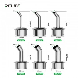 RELIFE 861 Series 45° Angled Hot Air Gun Nozzles 4/5/6/8/10/12mm Rust-Proof Tips