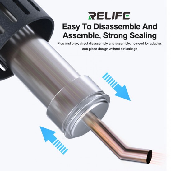 RELIFE 861 Series – Rust-Proof 45° Curved Hot Air Gun Nozzles Set for Repair Work RELIFE 861 Series 4–12mm Angled Hot Air Nozzles for Microscope Soldering and Phone Repair