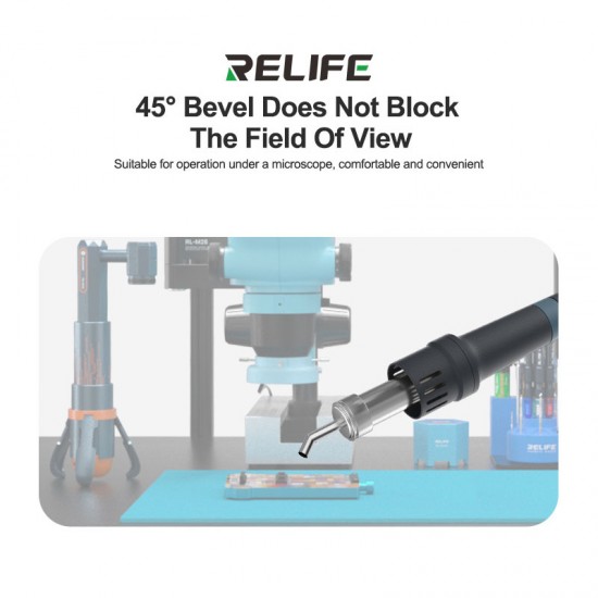 RELIFE 861 Series – Rust-Proof 45° Curved Hot Air Gun Nozzles Set for Repair Work RELIFE 861 Series 4–12mm Angled Hot Air Nozzles for Microscope Soldering and Phone Repair