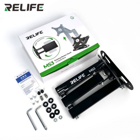 RELIFE MS3 360° Swivel Monitor Mount – Durable and Flexible Display Arm RELIFE MS3 360° Rotating Monitor Mount – Adjustable 14-27" Screen Bracket for Wall or Desk
