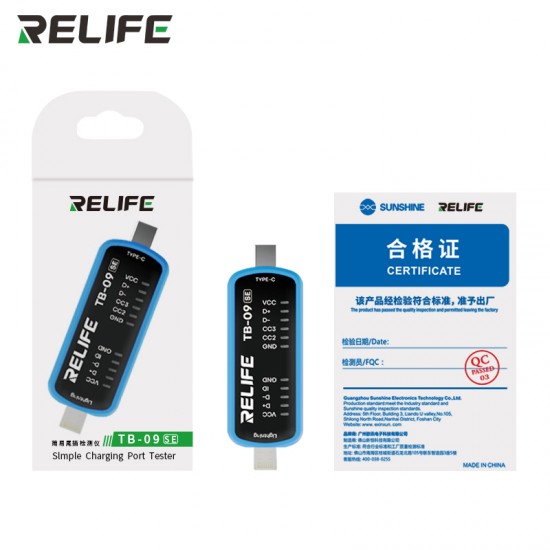 RELIFE TB-09 SE USB Charging Port Tester – Quick and Portable Detection Tool RELIFE TB-09 SE Portable USB Charging Port Tester – Lightning & Type-C Compatible