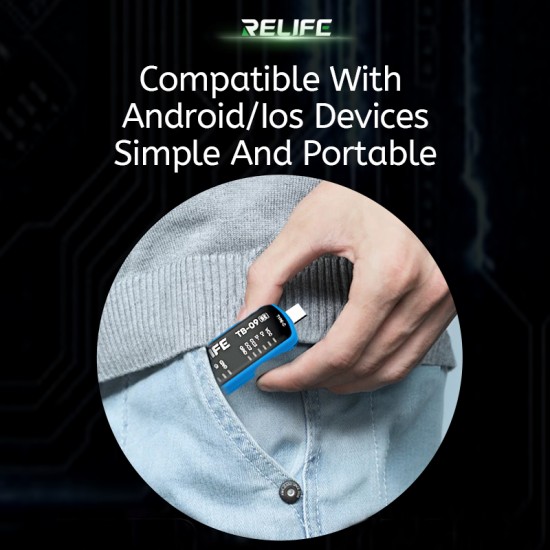 RELIFE TB-09 SE USB Charging Port Tester – Quick and Portable Detection Tool RELIFE TB-09 SE Portable USB Charging Port Tester – Lightning & Type-C Compatible