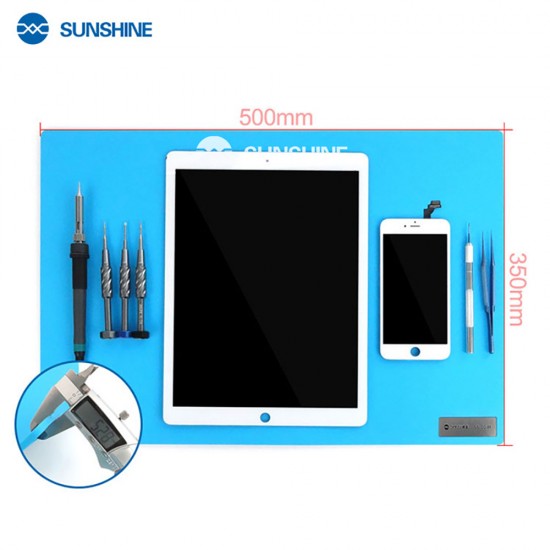 SUNSHINE SS-004F Blue Repair Pad – Thermal Insulation Mat for Electronics SUNSHINE SS-004F Blue Thermal Insulation Pad – Large Heat-Resistant Electronics Repair Mat