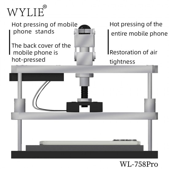 WYLIE WL-758Pro – Screen Bonding Fixture with Constant Heating and Pressure Table WYLIE WL-758Pro 2-in-1 Heating and Pressure Fixture Tool for Mobile Phone Screen Repair