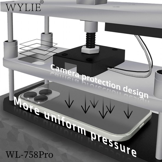 WYLIE WL-758Pro – Screen Bonding Fixture with Constant Heating and Pressure Table WYLIE WL-758Pro 2-in-1 Heating and Pressure Fixture Tool for Mobile Phone Screen Repair