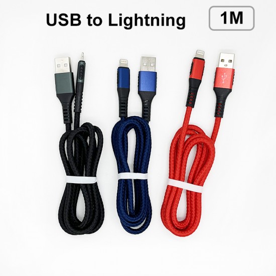 3A 1M USB to Lightning Charging Cable Thread Data Cable