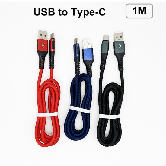 3A 1M USB to Type-C Charging Cable Thread Data Cable