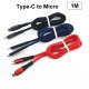 1M Type-C to Micro Charging Cable Thread Data Cable