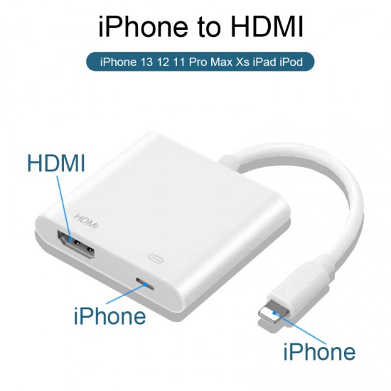 2 in 1 Lighting to HDMI Adapter for IPad IPhone 1080P Digital AV Adapter Charging Converter