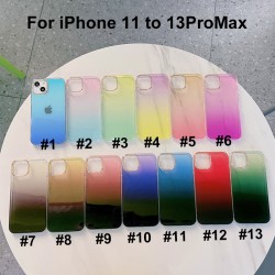 YKD Two-color Gradient Colorful Soft Silicone TPU Phone Case with Electroplated Aluminum Camera Ring for iPhone 11 to 13 Pro Max