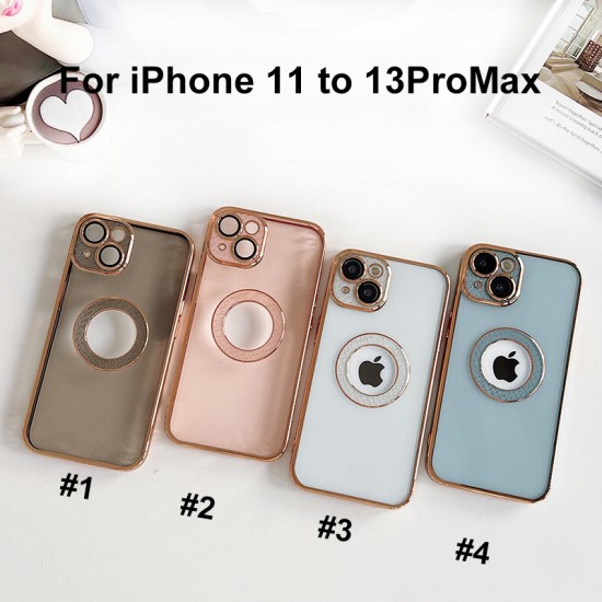 YKD Diamond Pattern Soft Silicone TPU Phone Case Openwork Show Logo for iPhone 11 to 13 Pro Max