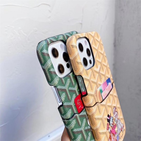 Cartoon Pictures Leather Phone Case with Card Bag For iPhone X XS XR XsMax 11 12 13 mini Pro Max