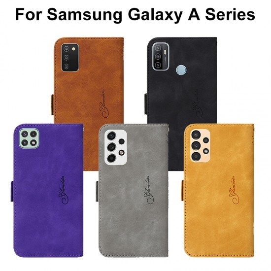 New Embossed Geometric Lines Leather Flip Phone Case Bracket with Card Purse Wallet For Samsung Galaxy A Series