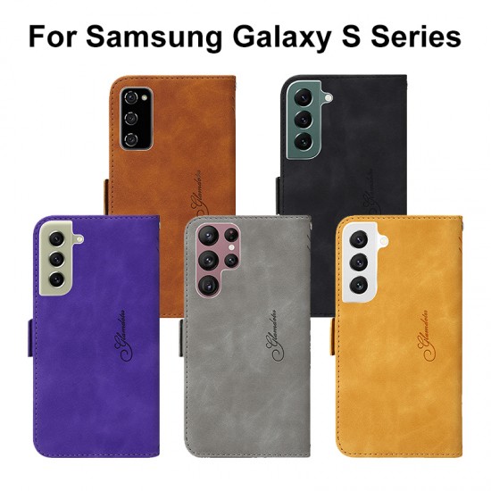 New Embossed Geometric Lines Leather Flip Phone Case Bracket with Card Purse Wallet For Samsung Galaxy S Series