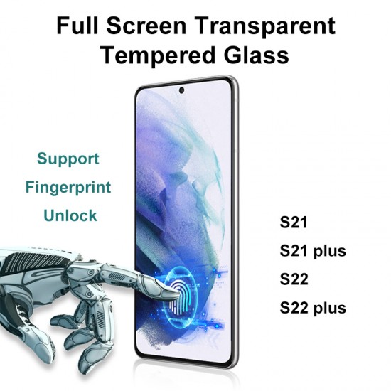 HD Full Screen Transparent Tempered Glass Support Fingerprint Unlock For Samsung Galaxy S21 S22 Plus