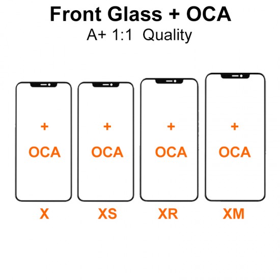 Grade A+ 1:1 Quality Front Glass with OCA Replacement for iPhone X to 15ProMax