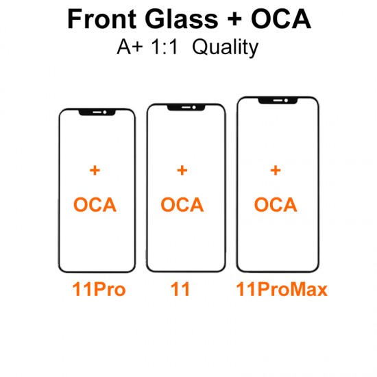 Grade A+ 1:1 Quality Front Glass with OCA Replacement for iPhone X to 15ProMax