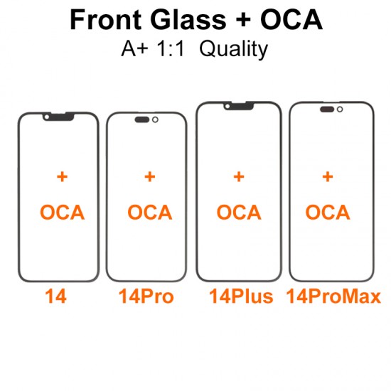 Grade A+ 1:1 Quality Front Glass with OCA Replacement for iPhone X to 15ProMax