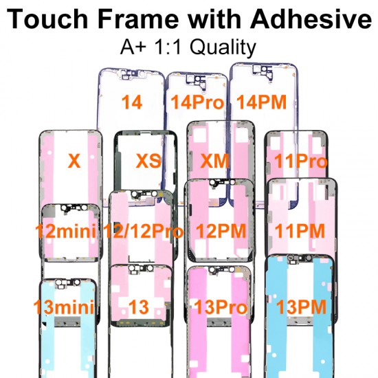 Grade A+ 1:1 Quality Touch Digitizer Frame with Adhesive for iPhone X to 14ProMax