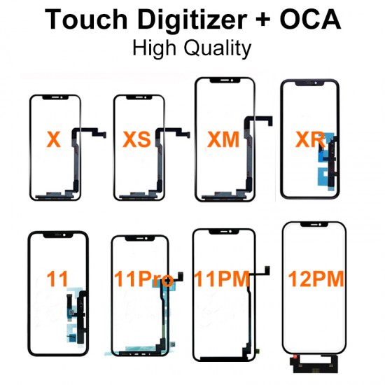 High Quality Touch Digitizer with OCA Replacement for iPhone X XS XSMAX XR 11 11PRO 11PROMAX 12PROMAX