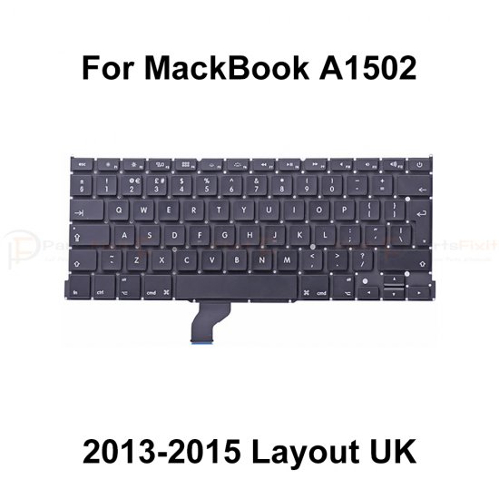 Macbook Pro Retina 13" A1502  Mid 2013-Early 2015 Keyboard with Backlight UK Laylout