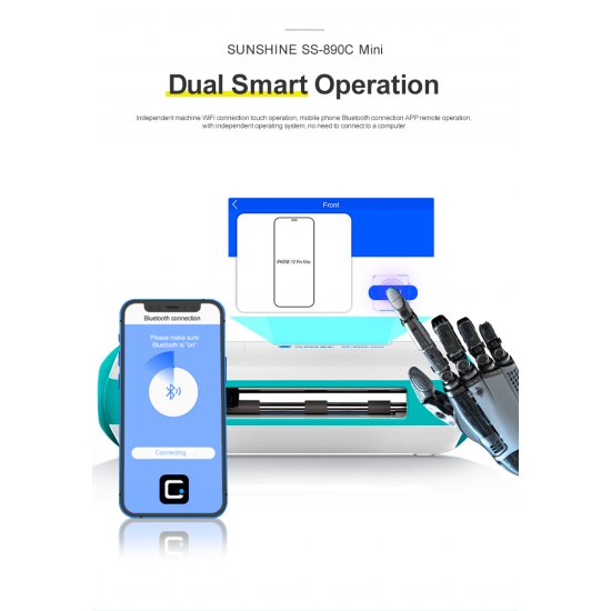 SUNSHINE SS-890C Mini Multifunctional intelligent Cloud Film Cutting Machine Smart WIFI+Bluetooth for Mobiles Under 11 Inch