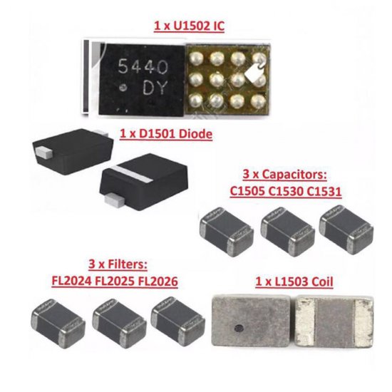 9PCS/Set for iPhone 6 6 Plus Backlight Kit ic U1502+coil L1503 +diode D1501 +Capacitor C1530 c1531 C1505 filter FL2024-25 26