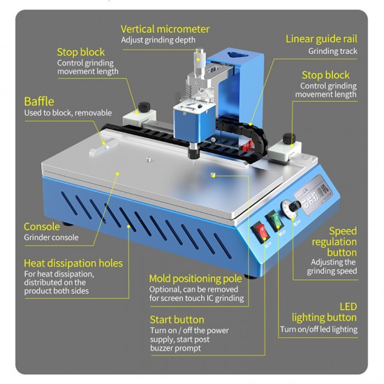 Aixun Chip Grinder Screen Hard Disk CPU Touch IC Mainboard CHIP Grinding Polishing For Mobile Phone Maintenance Professional Grinding Machine